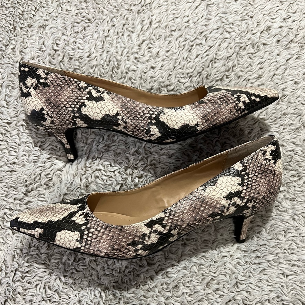Faux snakeskin heels